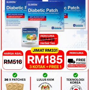 PROMO JUNE - PAKEJ SEMBUH ( 3 KOTAK GLUVERA DIABETIC PATCH + 2 FREE GIFT - FREE 1 KOTAK + 1 GLUVERA TEA )